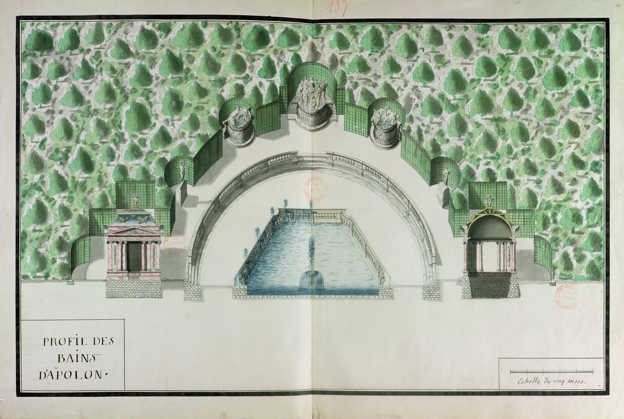 Ms 130752 Diseño para los Baños de Apolo en Versalles de Andre Le Notre