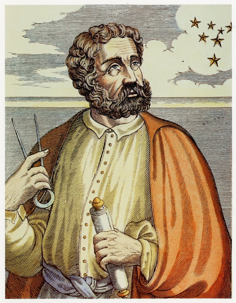 Retrato de Fernando de Magallanes (1480 - 1521) con instrumentos de navegación de Andre Thevet