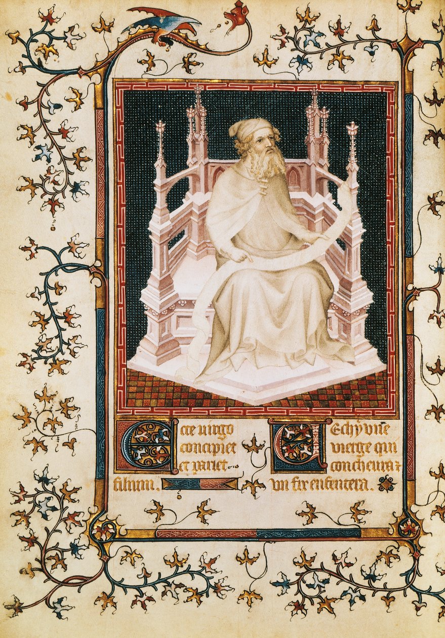 El profeta Isaías, miniatura del Salterio, por André Beauneveu para el Duque de Berry, manuscrito, Francia. de Andre Beauneveu