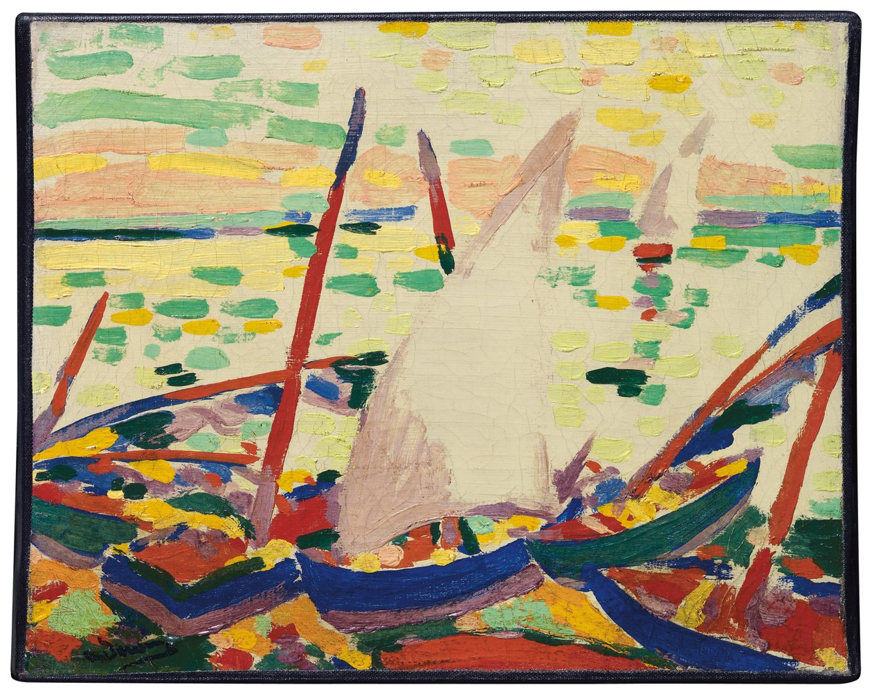 Barcos en la playa de Collioure; Bateaux sur la plage a Collioure de Andre Derain