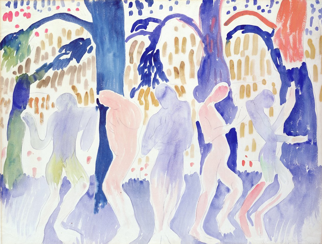 Cinco desnudos, c.1904-05 (acuarela sobre papel) de Andre Derain