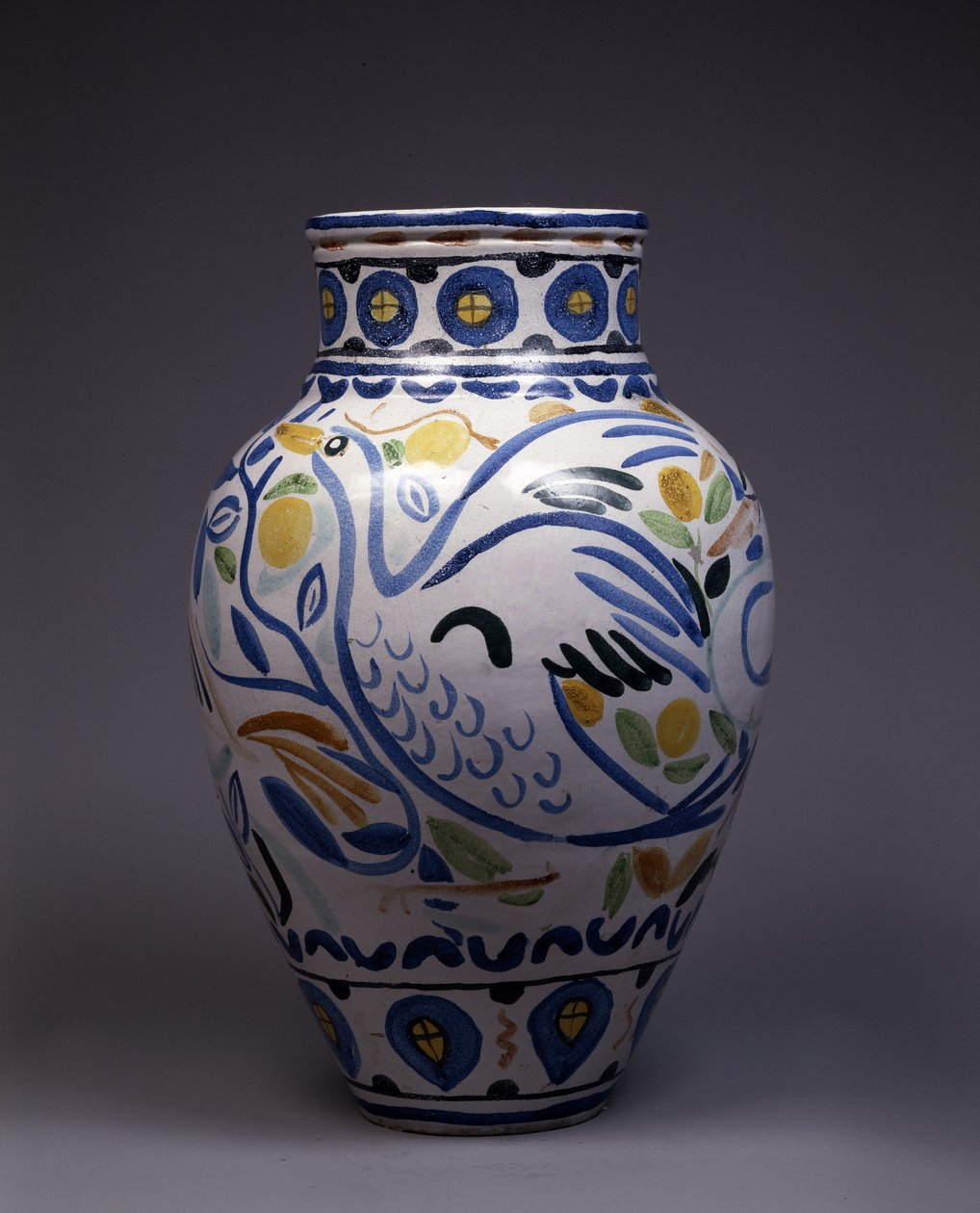 Jarrón de mayólica pintado y decorado con un pájaro (cerámica) de Andre Derain