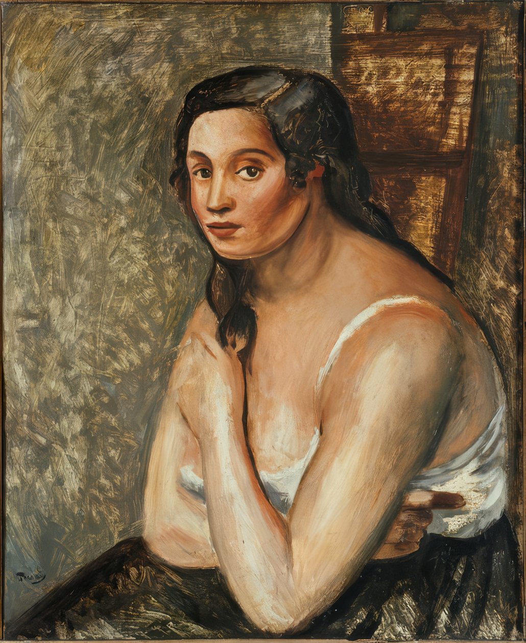 Mujer sentada con camisa. de Andre Derain