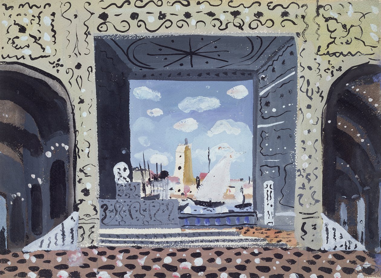 Escenografía para una representación de "El barbero de Sevilla" en París (óleo sobre tabla) de Andre Derain