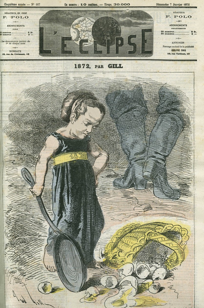 1872, una niña mira su cesta de grietas. Portada en "L