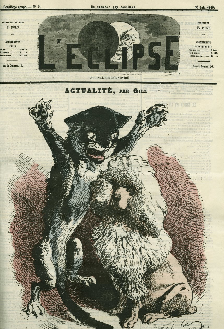 Actualidad, ilustración para una exposición “El perro y el gato” en París. Portada en “L