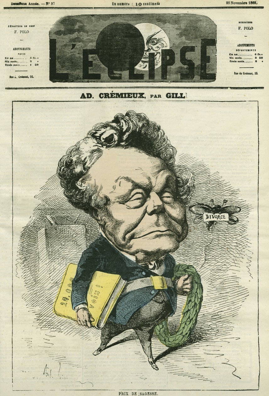 Adolphe Cremieux (1796-1880), abogado, político y presidente de la Alianza Universal Israelita. Portada en 