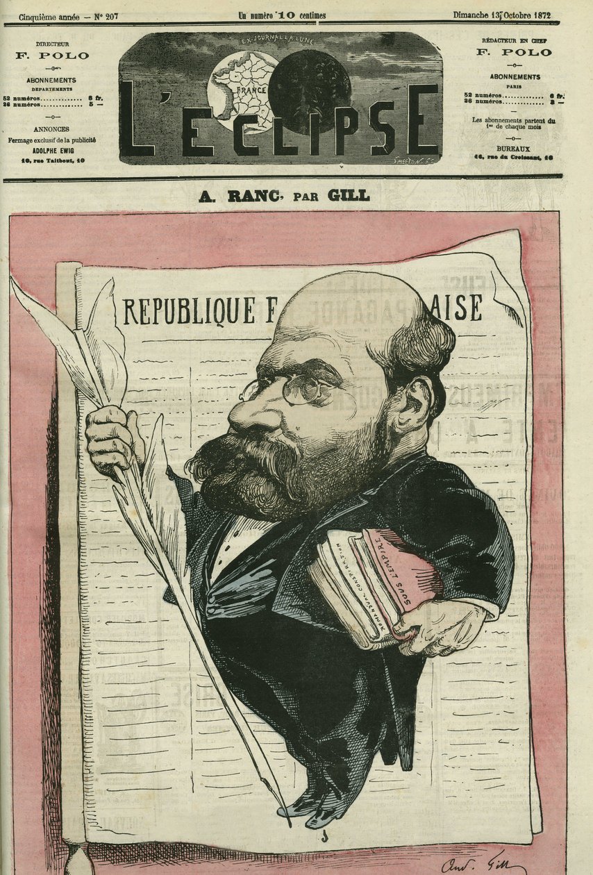 Arthur Ranc (1831-1908), periodista y político francés. Portada en "L