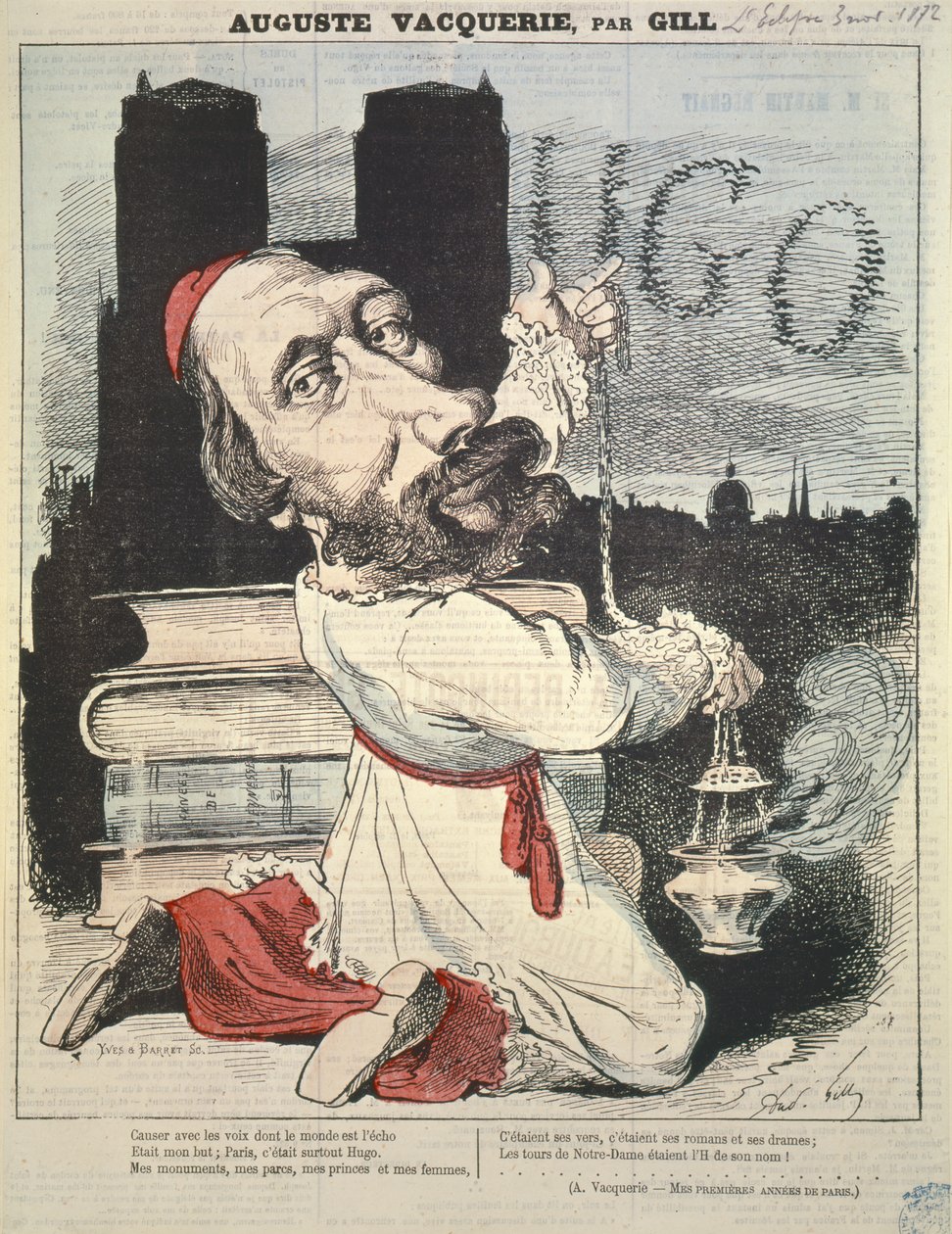 Auguste Vacquerie (1819-95) de la portada de LEclipse, grabado por Yves & Barret, 3 de noviembre de 1872 de Andre Gill
