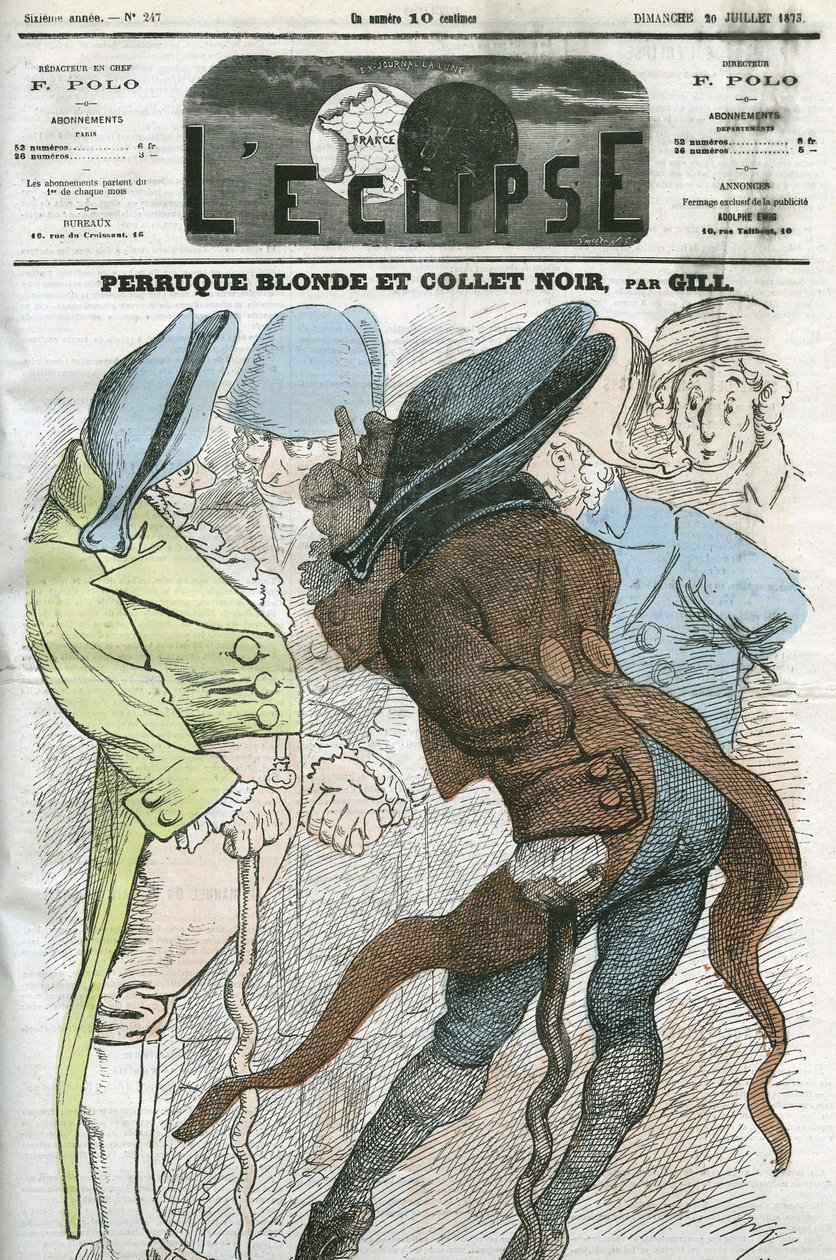Caricatura "Peluca rubia y cuello negro". Portada en "L
