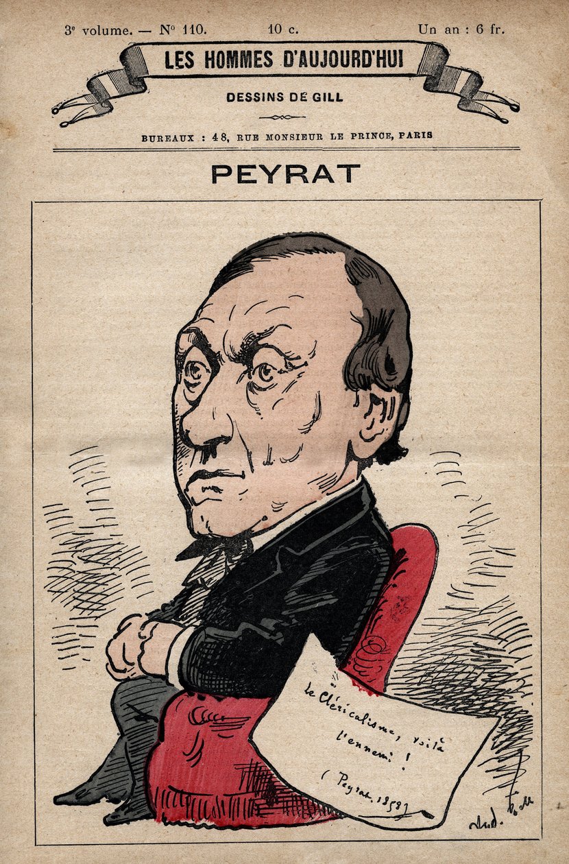 Caricatura de Alphonse Peyrat (1812-1890) periodista inglés de 