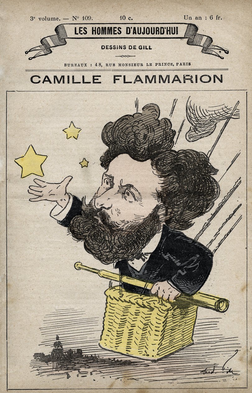 Caricatura de Camille Flammarion científico inglés de 