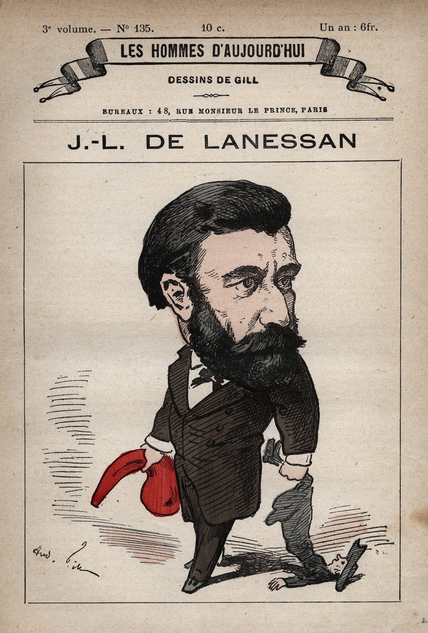 Caricatura de Jean Marie Antoine de Lanessan (1843-1919) estadista inglés de Andre Gill