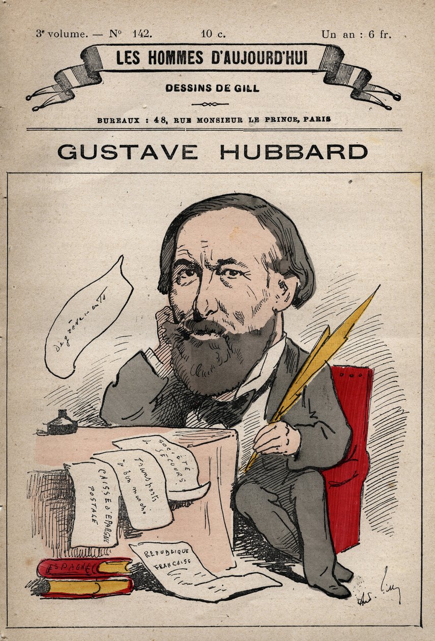 Caricatura de Nicolas Gustave Hubbard (1828-1888) economista político inglés de 