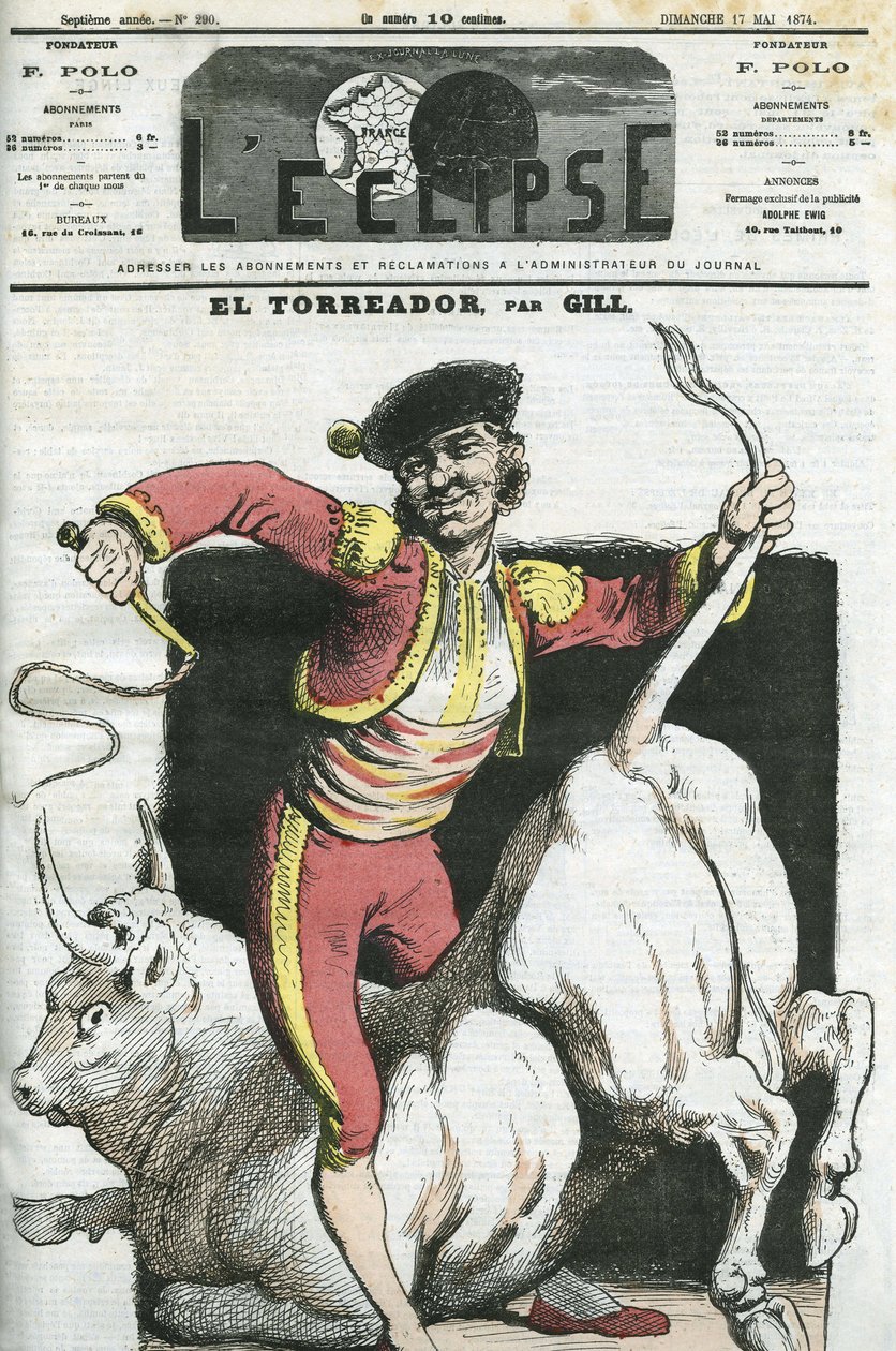 Caricatura de un torero. Portada en L