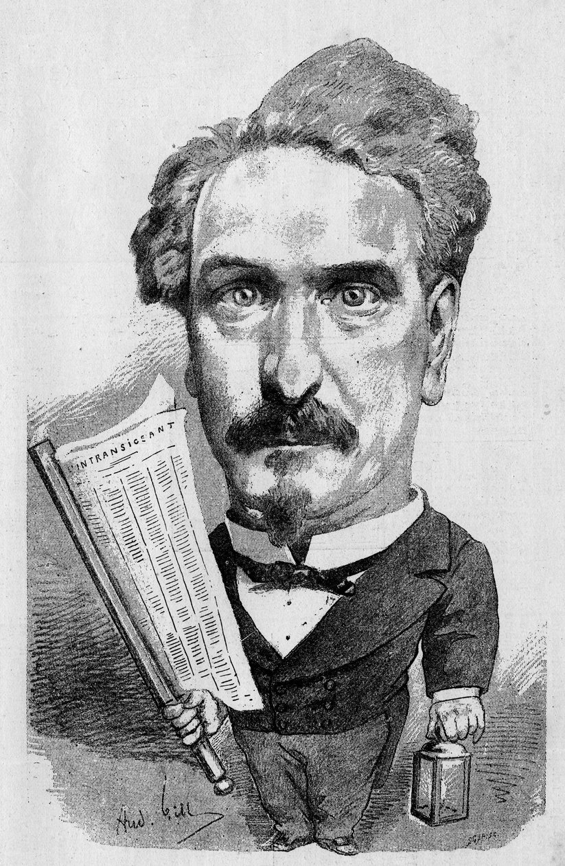 Dibujo de Andre Gill representando a Henri Rochefort (1831-1913) periodista y político francés, en “El Mundo Ilustre” de Andre Gill