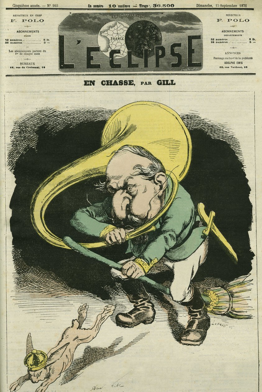 En caza, Louis-Napoleon Bonaparte (1808-1873), Presidente de la República en 1848 y Emperador de Francia de 1852 a 1871. Portada en “L