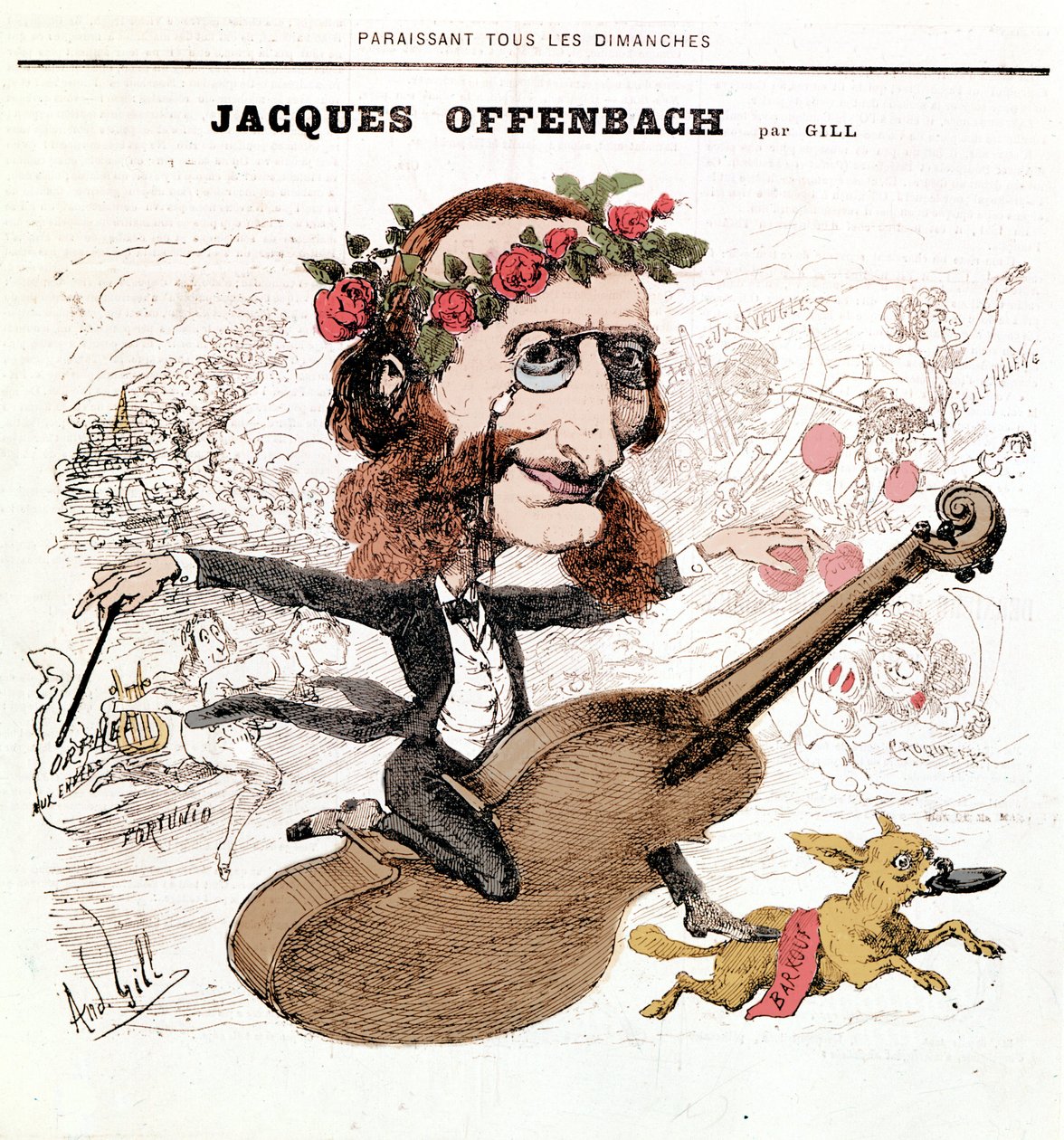 Jacques Offenbach (1819 - 1880), caricatura por Gill de Andre Gill