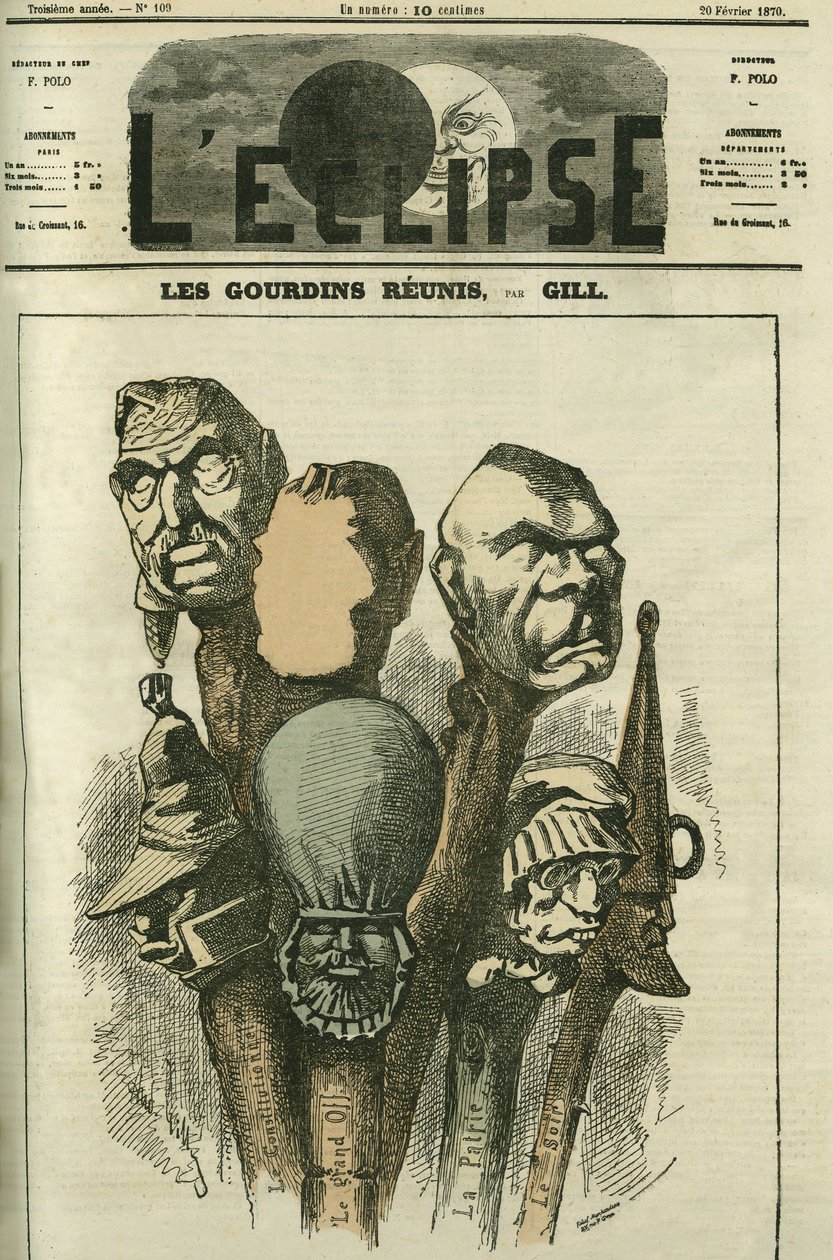 Les Gourdins reunidos, creación de un nuevo diario satírico. Portada en "L