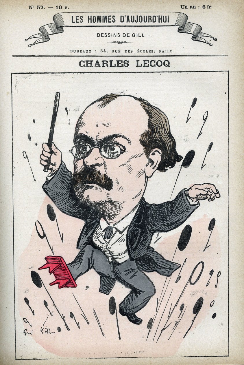 Retrato de Alexandre Charles Lecocq (1832-1918), compositor francés. Caricatura por Gill, París. de Andre Gill