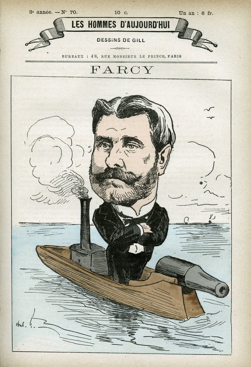 Retrato de Alphonse Farcy (1817-?), retratista francés. Caricatura de Gill, París de Andre Gill