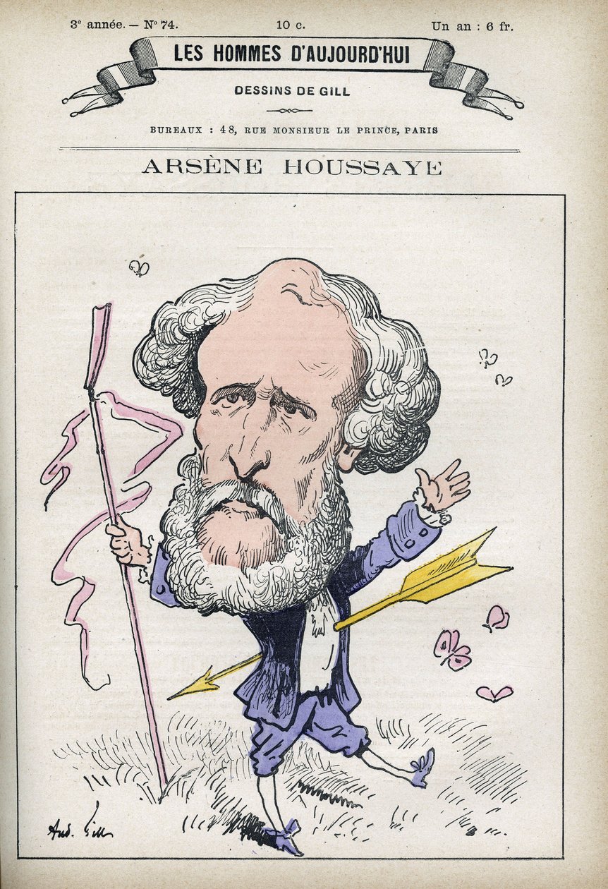 Retrato de Arsene Houssaye (1815-1896), hombre de letras francés. Caricatura de Gill, París de Andre Gill