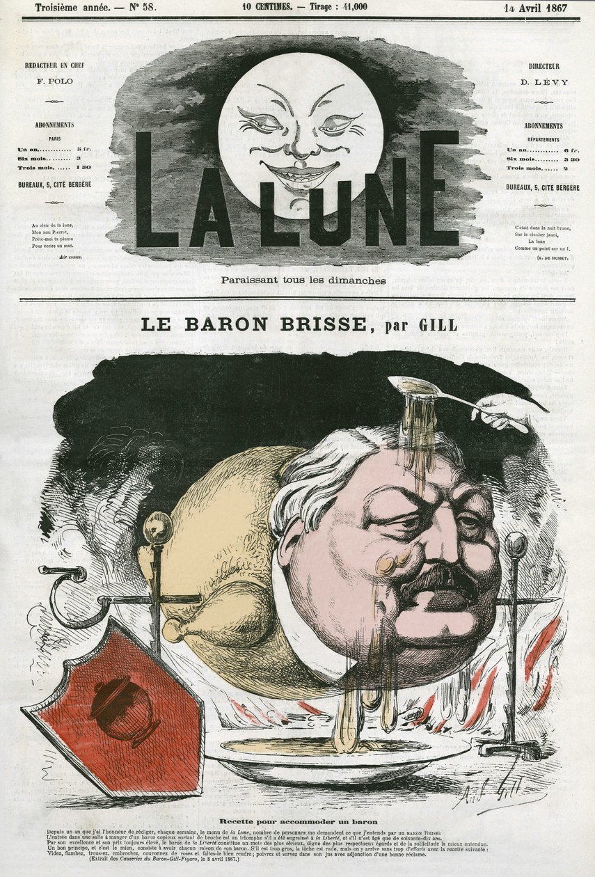 Retrato del Barón Brisse, periodista gastronómico francés de Andre Gill