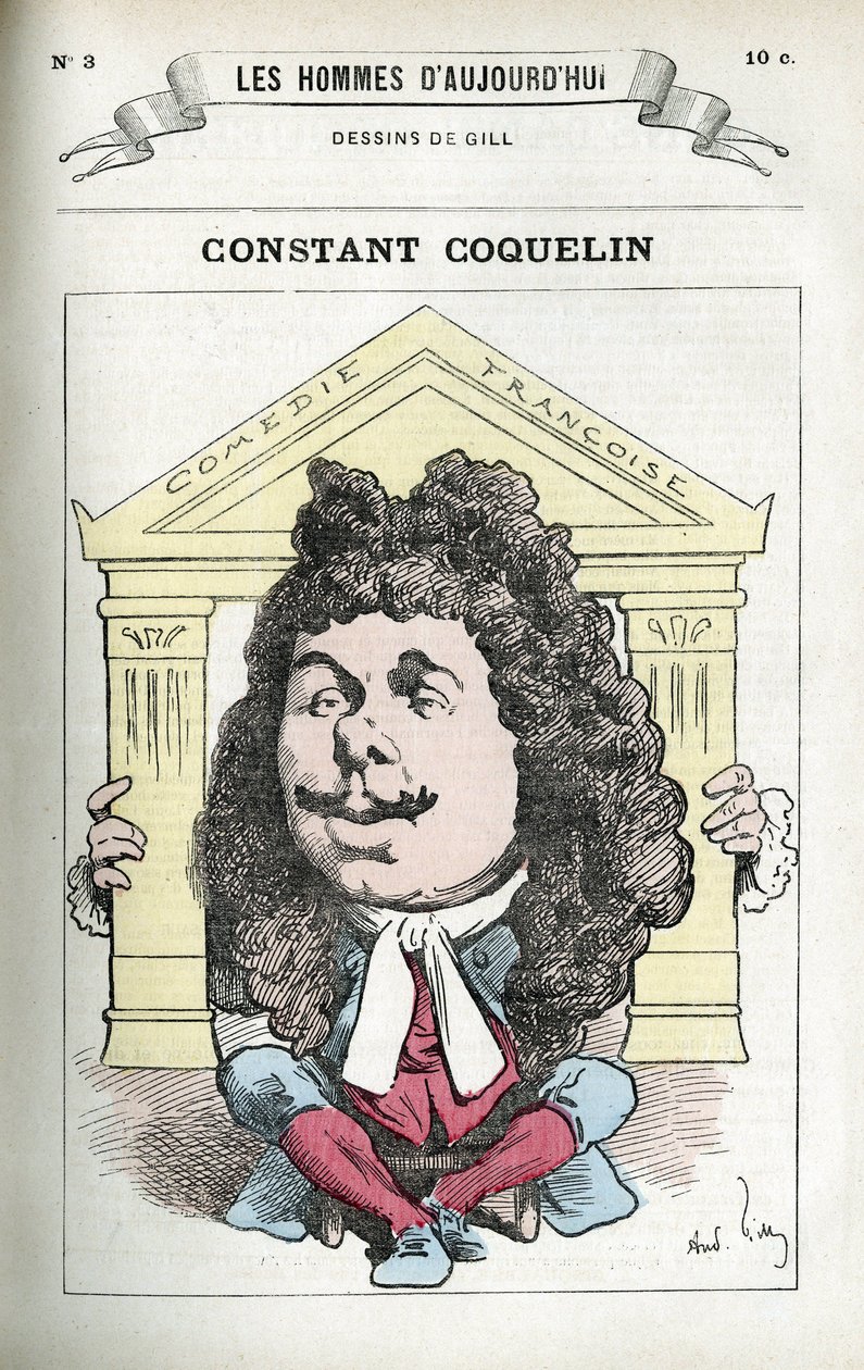 Retrato de Constant Coquelin (1841-1909), actor de teatro francés. Caricatura por Gill, París de Andre Gill