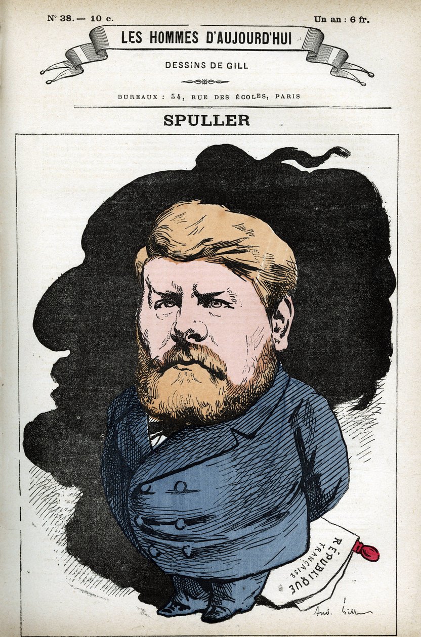 Retrato de Eugene Spuller (1835-1896), político y abogado francés. Caricatura por Gill, en “Les Homme d