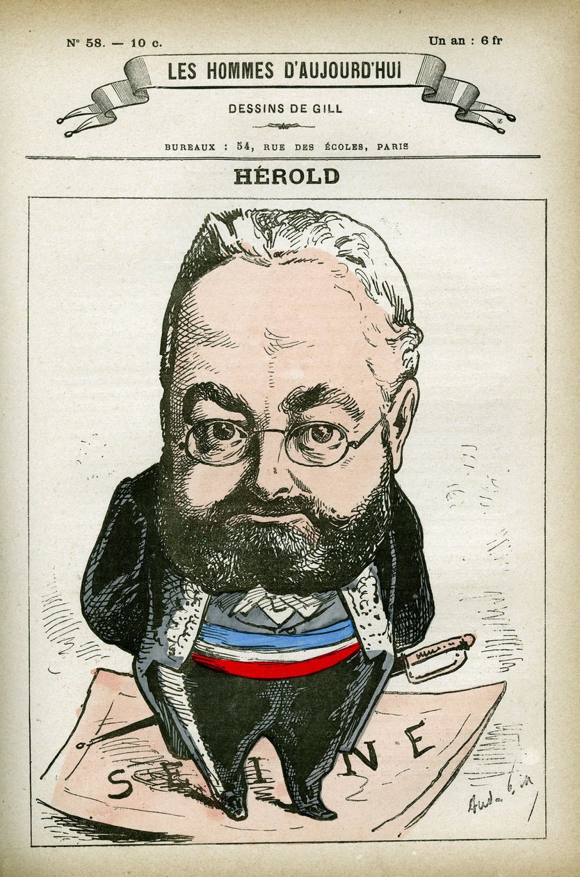 Retrato de Ferdinand Herold (1828-1882), político francés. Caricatura de Gill, París de Andre Gill