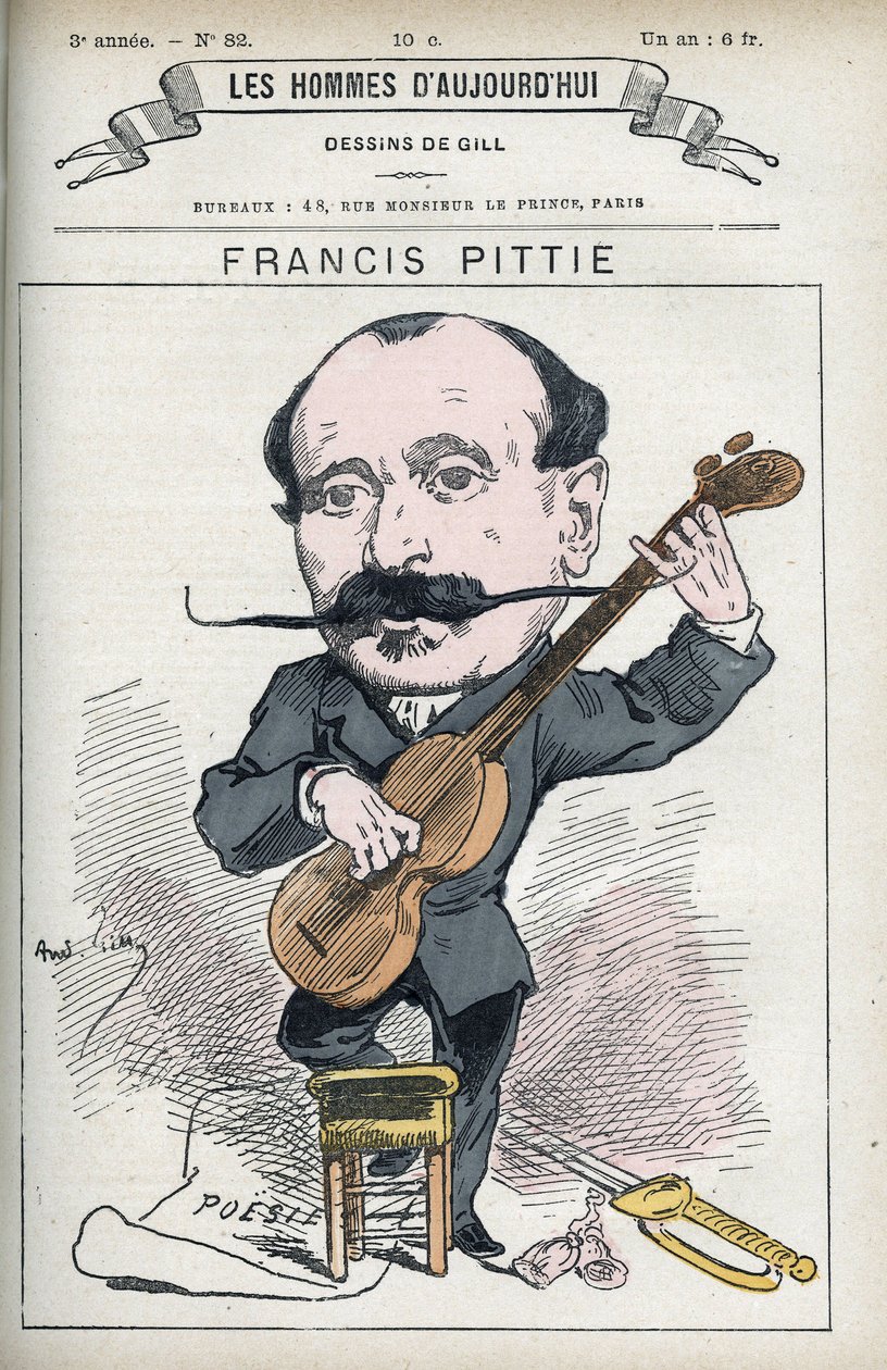 Retrato de Francis Pittie, poeta francés. Caricatura de Gill, París de Andre Gill