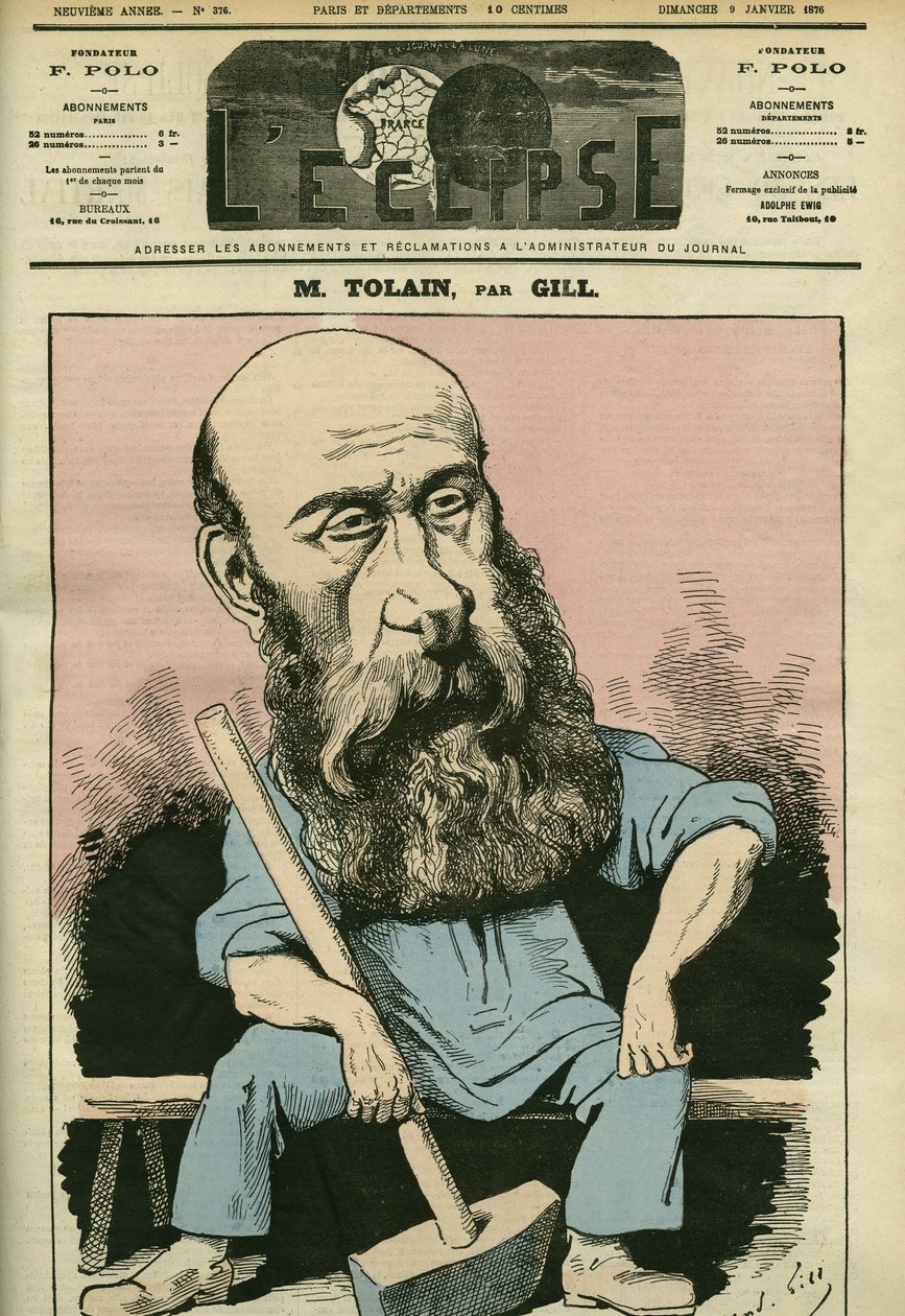 Retrato de Henri Louis Tolain (1828-1897), grabador y político francés. Portada en “L