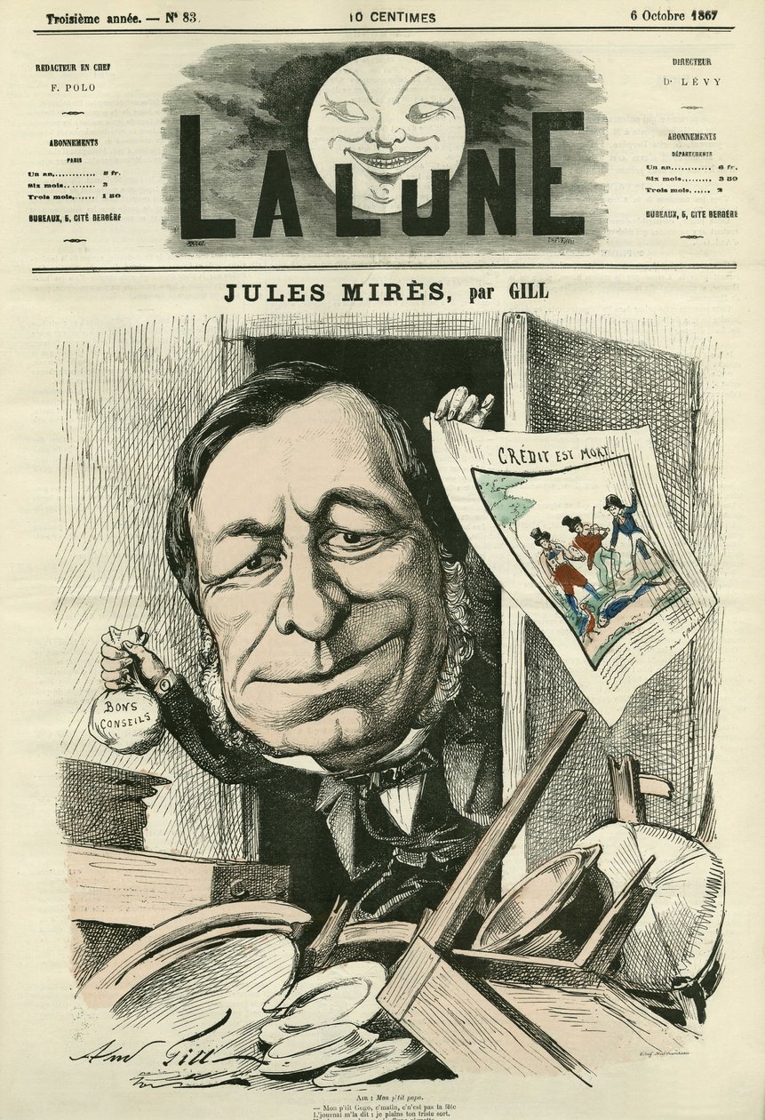 Retrato de Jules Mires (1809-1871), industrial francés. Caricatura de Gill, en 