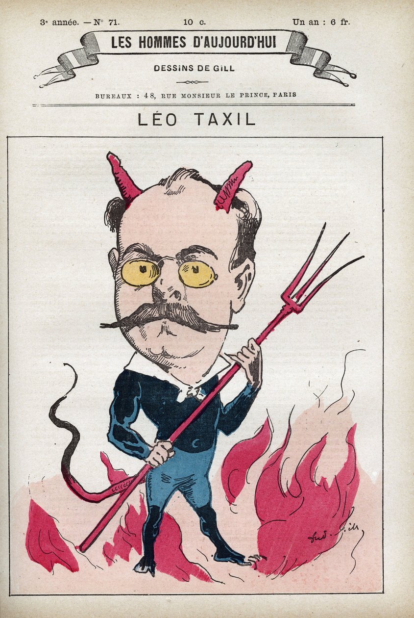 Retrato de Leo Taxil (1854-1907), escritor francés y autor de una famosa broma que engañó al Papa y a los obispos de Francia. Caricatura de Gill, París. de Andre Gill