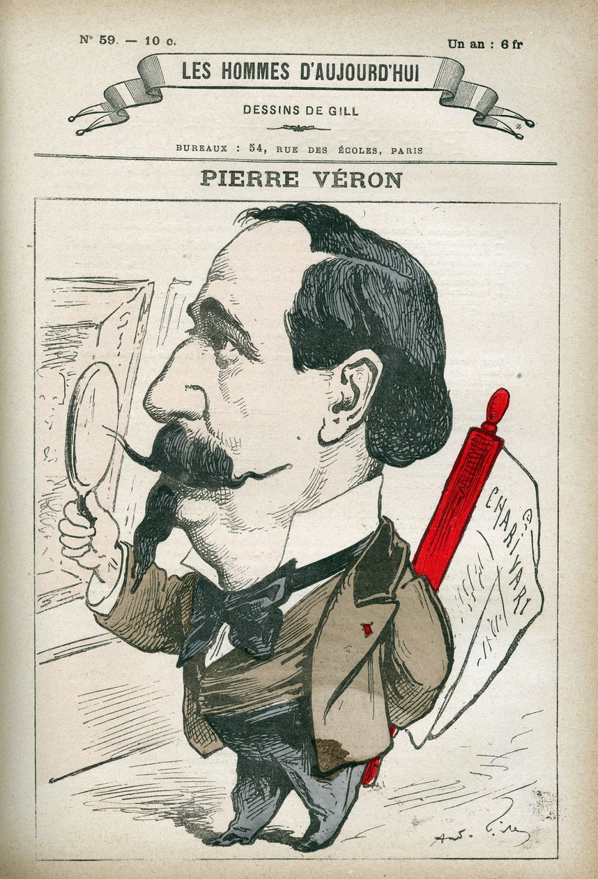 Retrato de Pierre Veron (1831-1900), escritor y poeta francés. Caricatura por Gill, París de Andre Gill