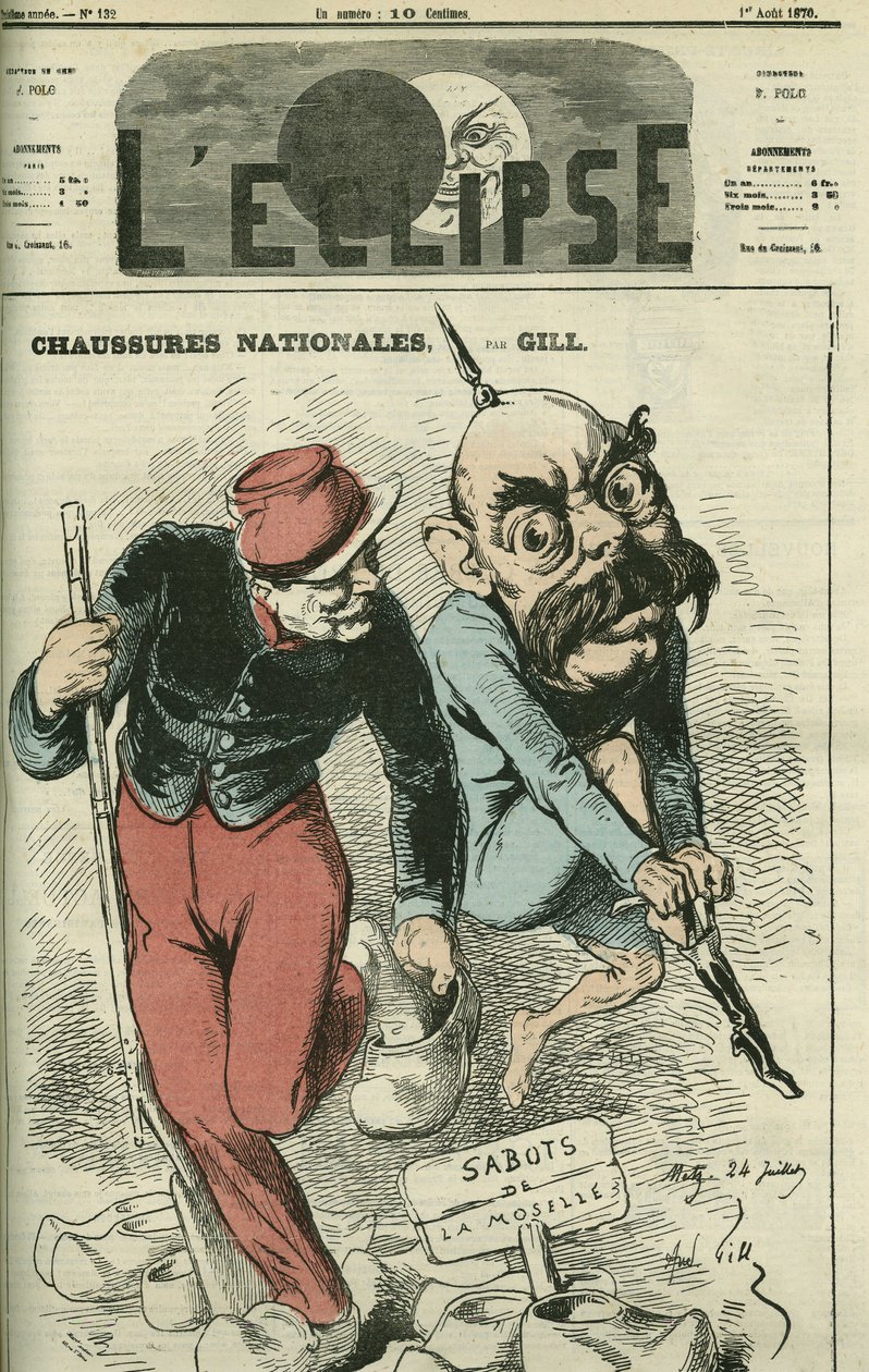 Zapatos Nacionales, Otto von Bismarck intercambiando sus botas por los zuecos del Mosela. Portada en 