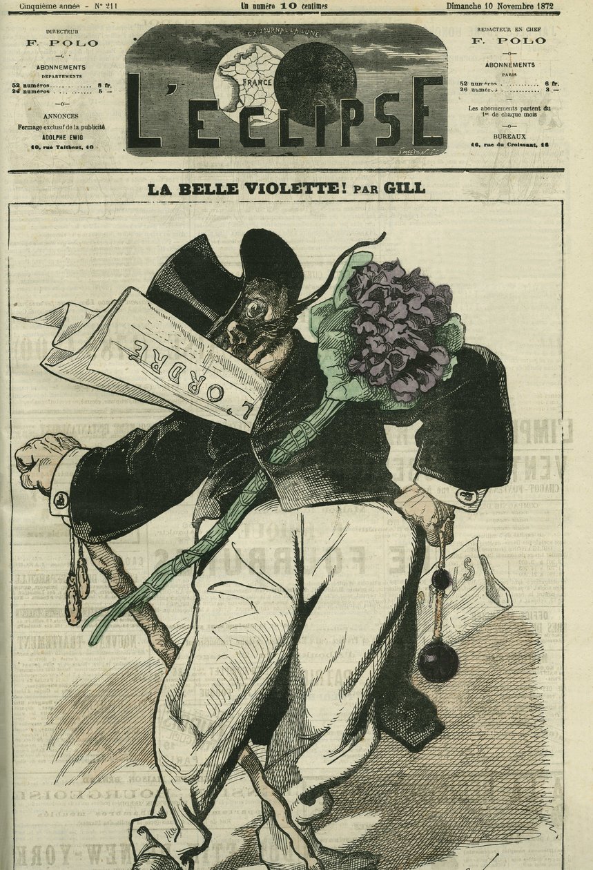 La bella violeta, una ilustración de un partidario bonapartista, con el periódico “L