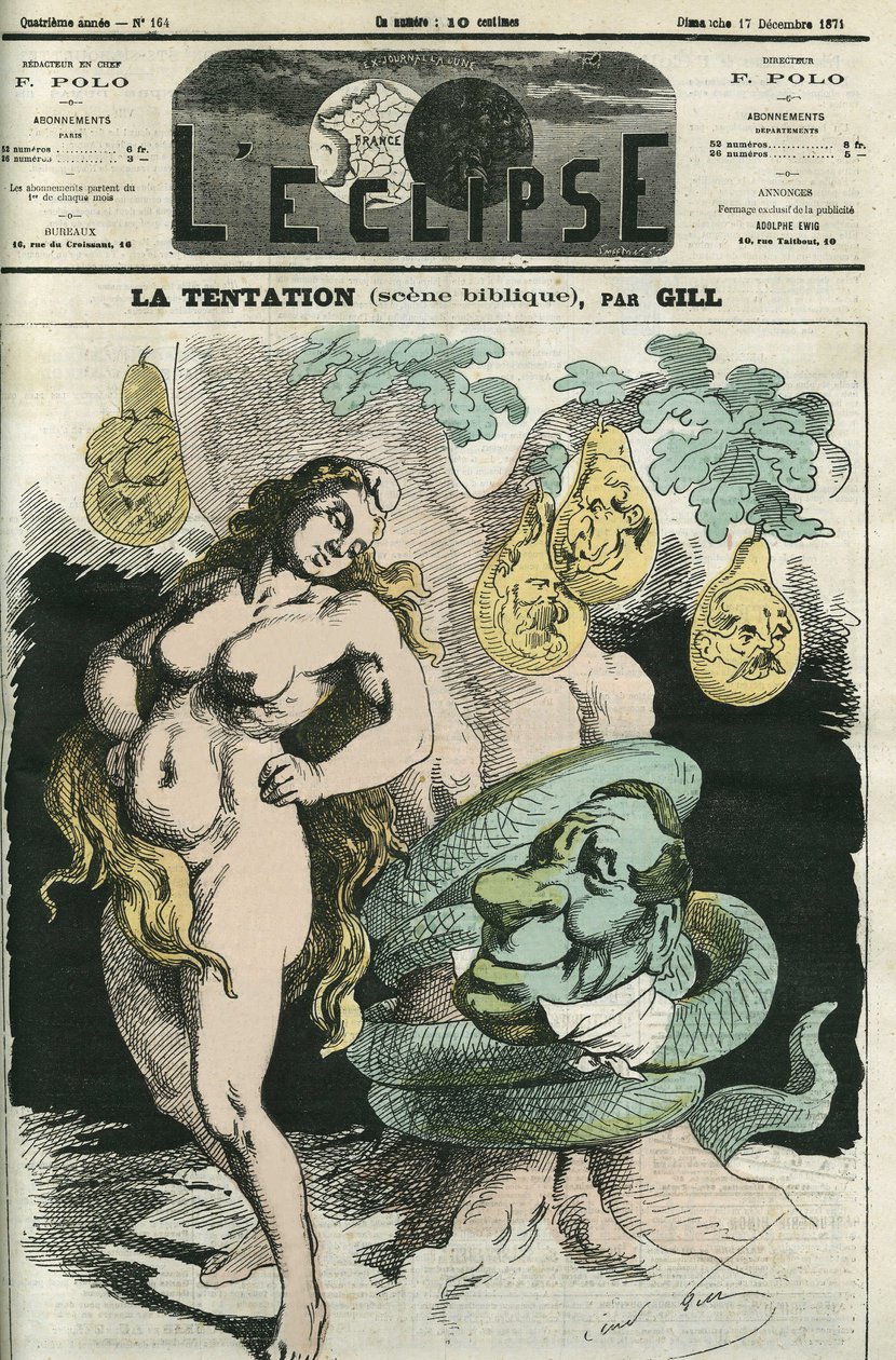 La tentación, la República-Eva tentada por la Serpiente-Orleans. Portada en “L