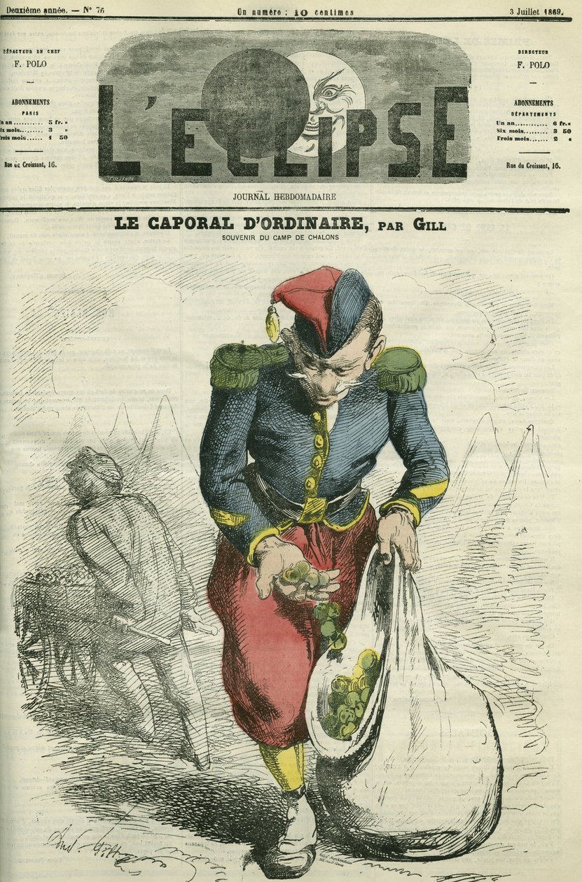 El cabo habitual, un soldado cultivando un jardín en el campamento de Chalons. Portada en “L