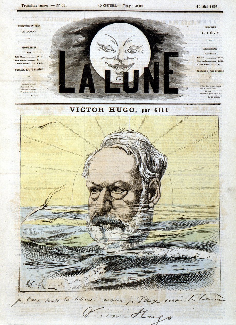 Victor Hugo - por Gill, en “La Lune” del 19/05/1867 de Andre Gill