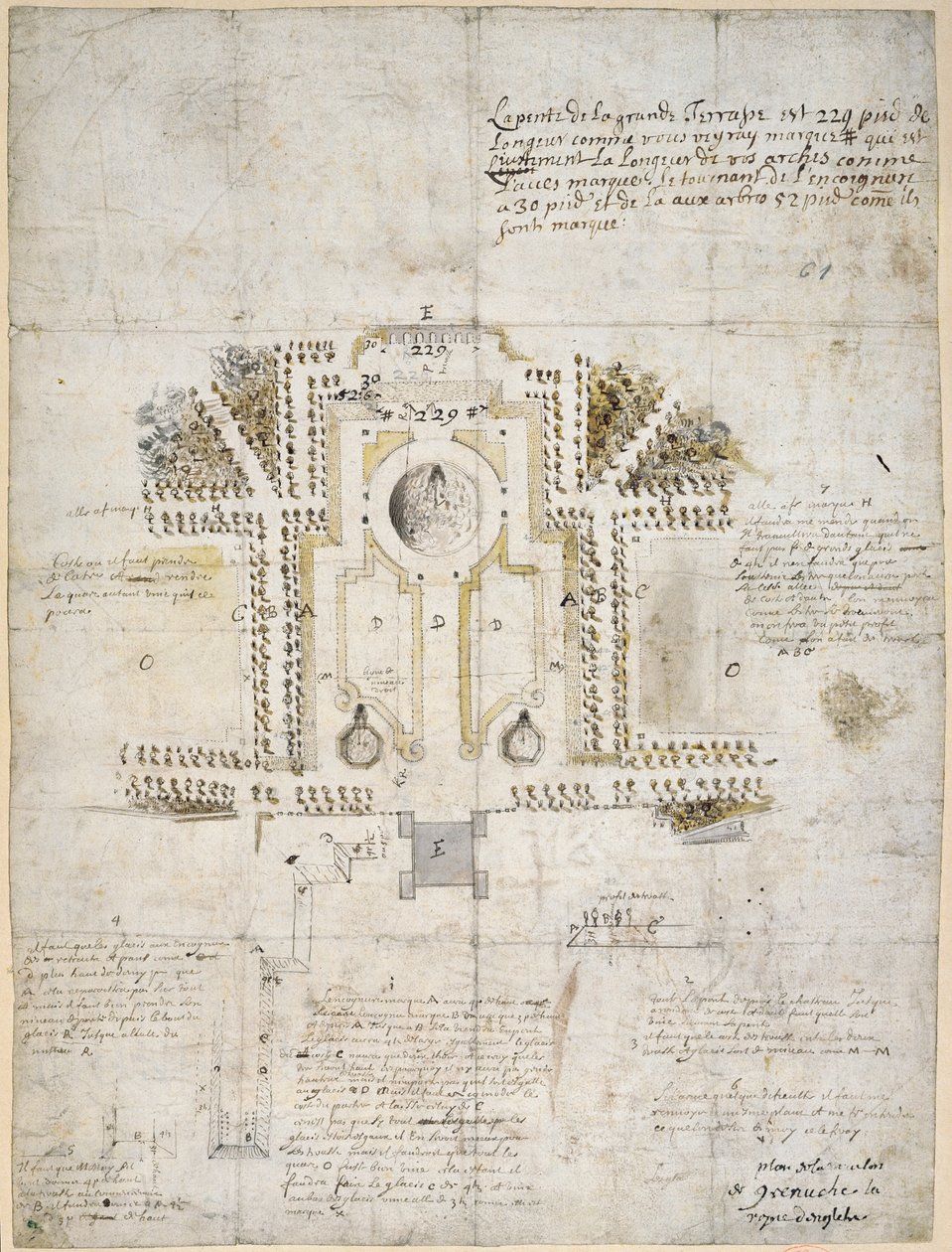 Diseño para el paisajismo del jardín y parque en la Casa de la Reina, Greenwich, 1662 de Andre Le Notre