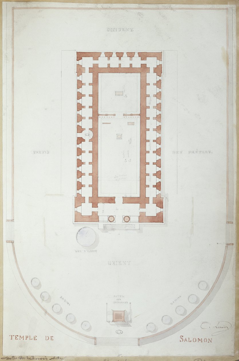 Plano del Templo de Salomón en Jerusalén, mediados del siglo XIX de Andre Lenoir