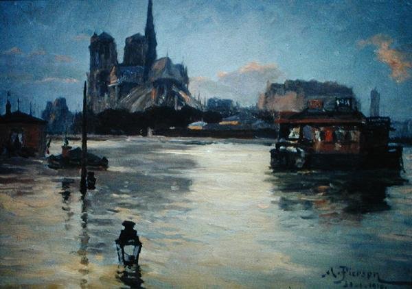 Vista del Puente de la Tournelle durante las inundaciones de 1910 de Andre Pierson