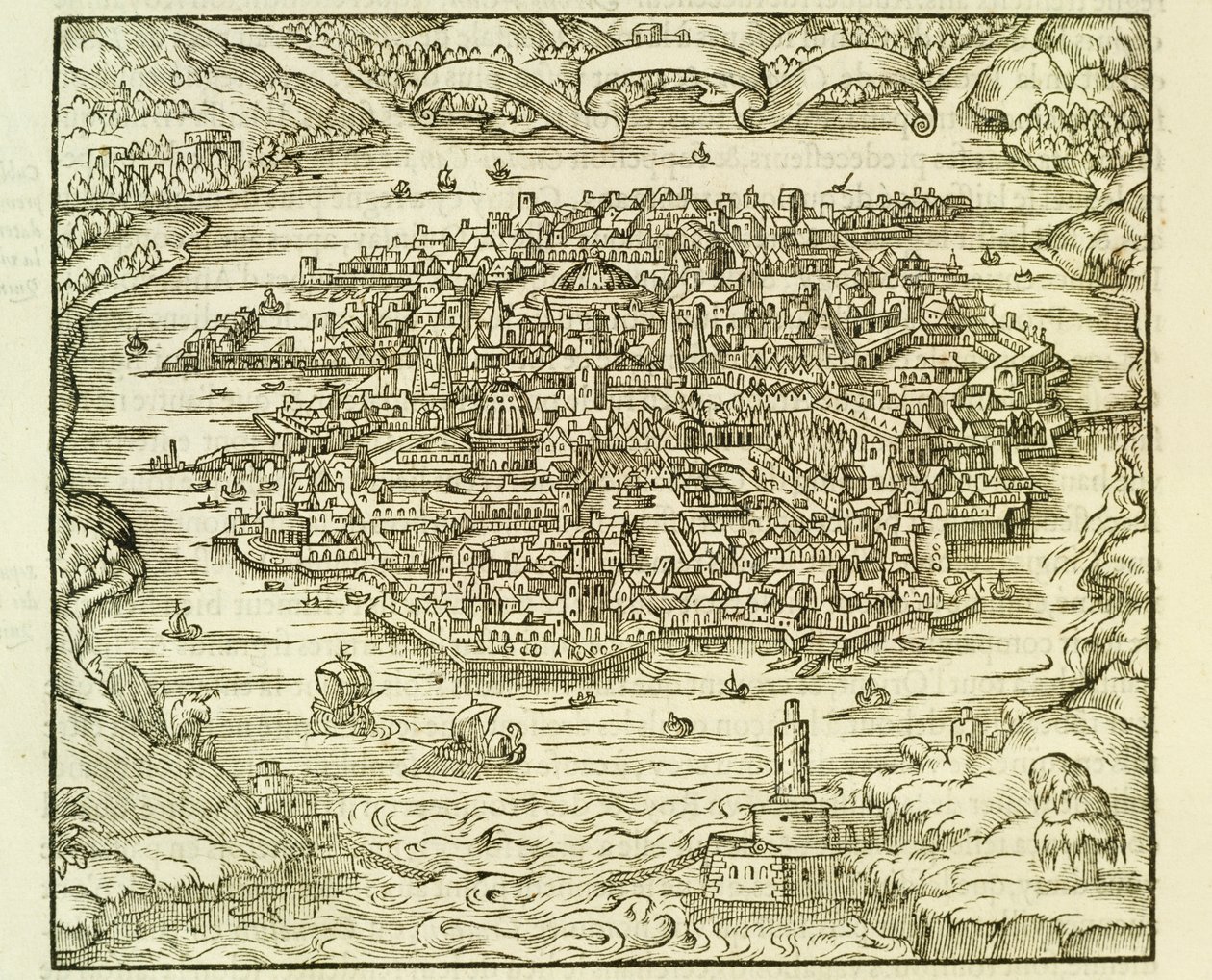 Ciudad de Quinsai (ahora Tianjin), grabado de La Cosmographie Universelle (Cosmografía Universal) por André Thevet de Andre Thevet
