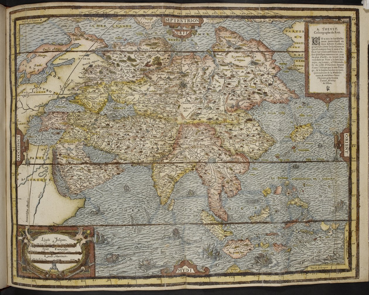 Mapa de Asia, La Cosmografía Universal de André Thevet de Andre Thevet