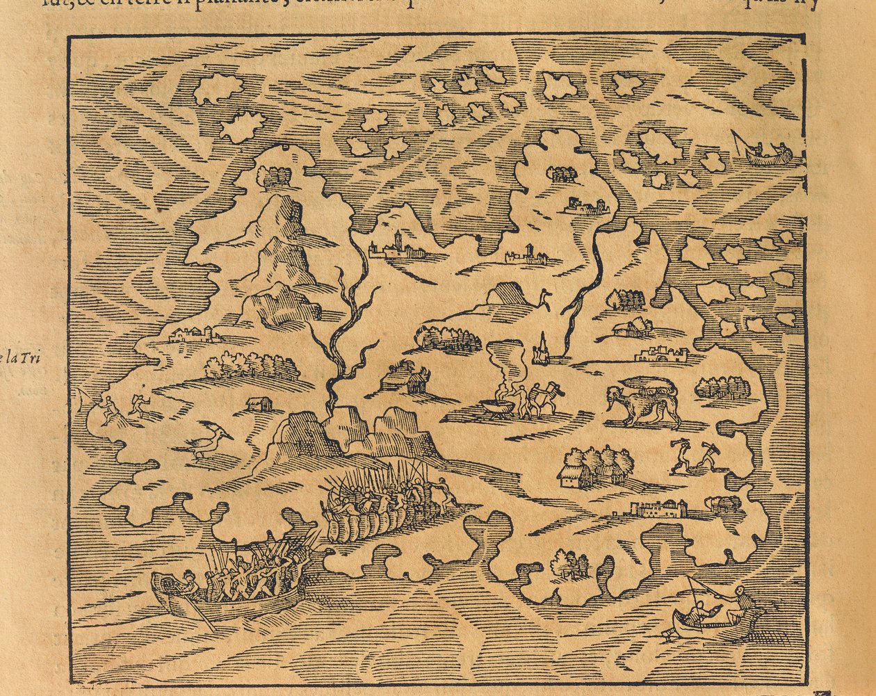 Mapa de la Isla Trinidad en las Antillas, de la Cosmografía Universal de André Thevet de Andre Thevet