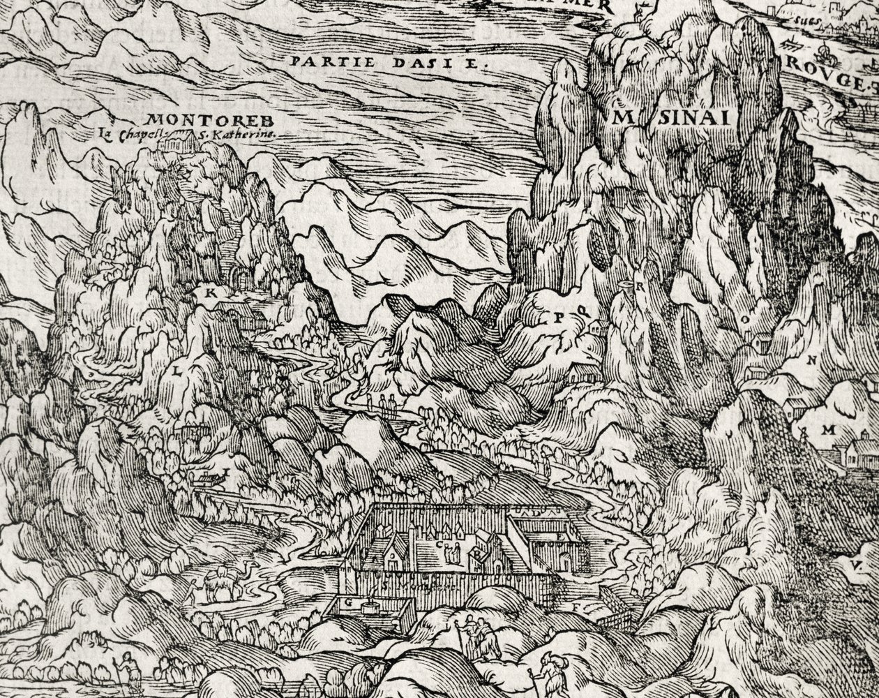 Región montañosa del Sinaí, grabado por Andre Thevet (1504-1592), París, Francia de Andre Thevet