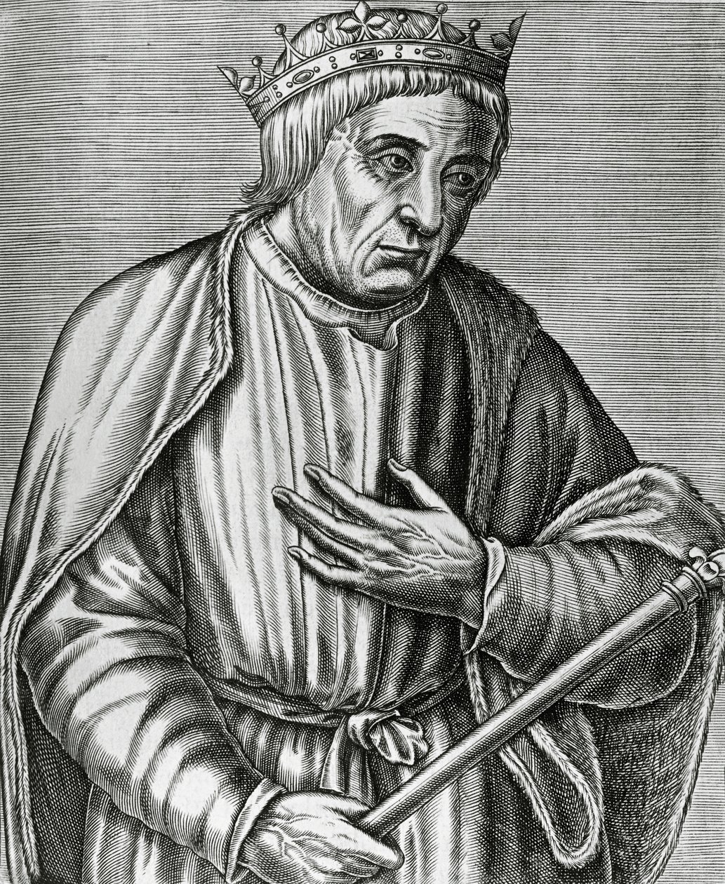 Retrato de Casimiro III, Rey de Polonia, conocido como el Grande, grabado de Les Vrais pourtraits et Vies des Hommes illustres de Andre Thevet