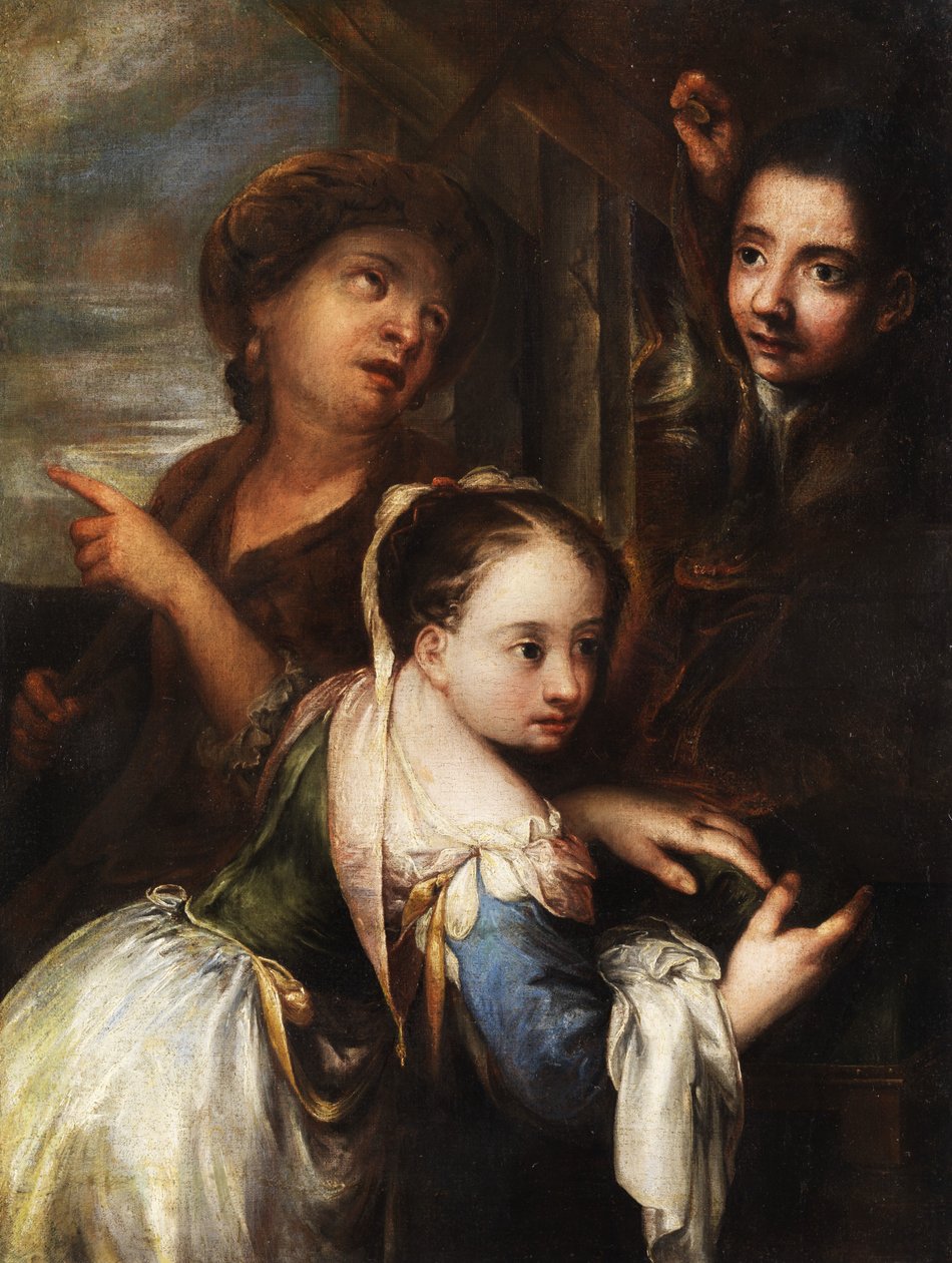 Niña joven junto a su madre y un niño de Andrea Celesti