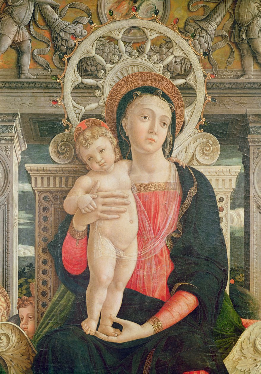 Retablo de San Zeno de Verona, detalle del panel central que representa a la Virgen y el Niño Jesús (detalle) de Andrea Mantegna